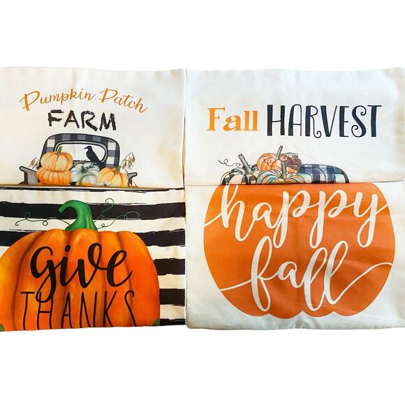 4TH EMOTION FALL DECOR PILLOW COVERS 18x18 SET OF 4 Farmhouse Sofa Couch Linen - Picture 1 of 12